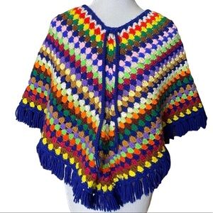 Vintage Handmade Crochet Poncho